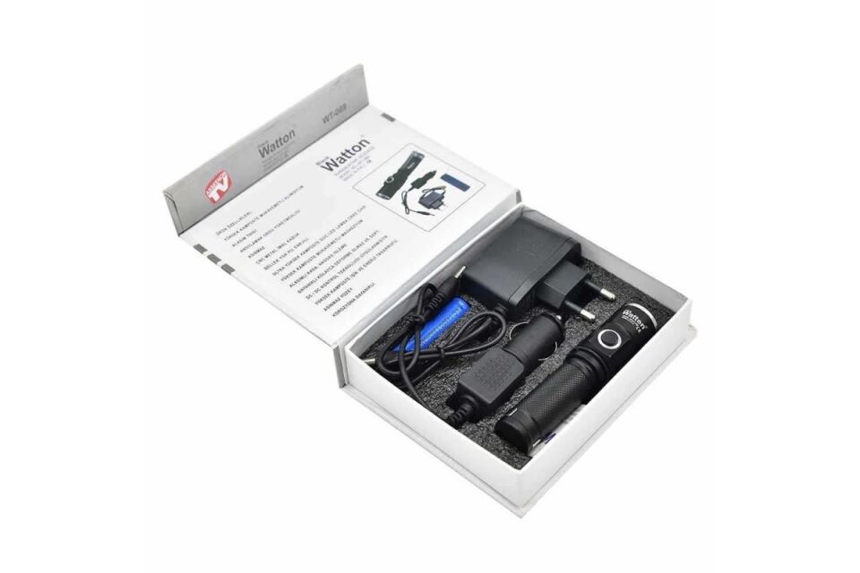 Black Watton WT-089 Yüksek Güçlü El Feneri Şarj Edilebilir