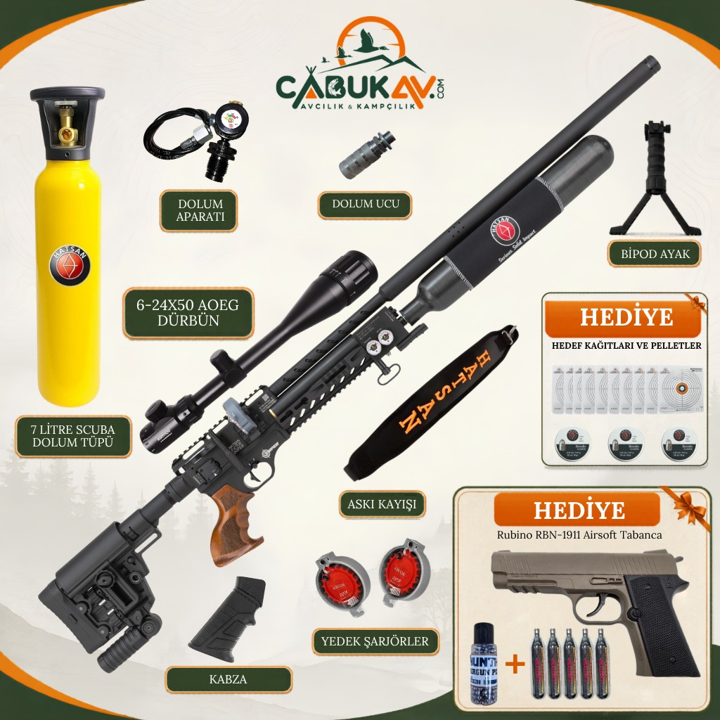 Hatsan Factor Sniper Long 6.35mm Premium PCP Havalı Tüfek Seti