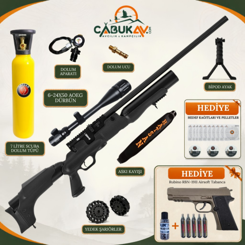 Hatsan Hercules 666 6.35mm Premium PCP Havalı Tüfek Seti