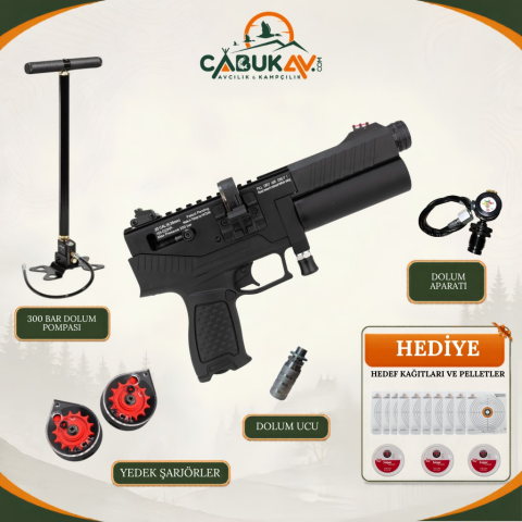 Hatsan Velox 5.5 mm Siyah Eco PCP Havalı Tabanca Seti