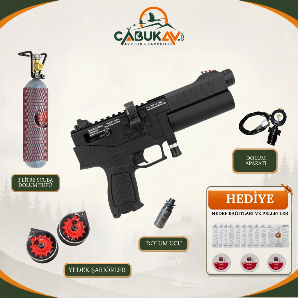 Hatsan Velox 5.5 mm Siyah Standart PCP Havalı Tabanca Seti