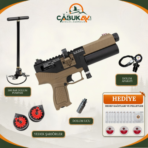 Hatsan Velox 5.5 mm FDE Eco PCP Havalı Tabanca Seti
