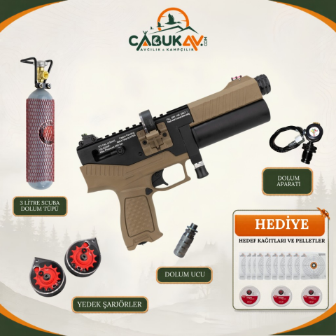 Hatsan Velox 5.5 mm FDE Standart PCP Havalı Tabanca Seti