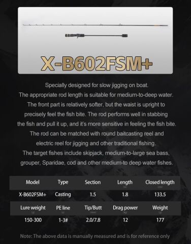 Ecooda Star Flame1 180cm 150-300g Slow Jigging Kamışı